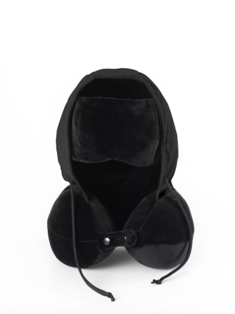 Brookstone Serenity Memory Foam Travel Neck Pillow Black w/ Hood & Mask